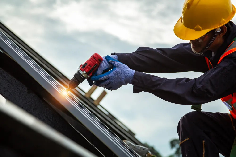 Emergency roof repair in progress on a San Diego home