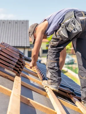 Tile roof installation in progress on a residential San Diego home